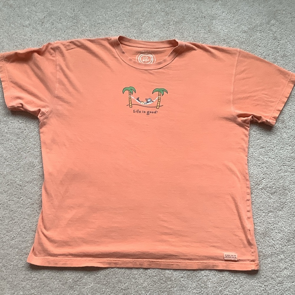Life Is Good Orange Crusher, Men’s XL, Short Sleeve, Palm Hammock